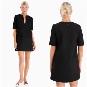 EMERSON FRY (EMERSON MADE) WESTON MOD 100% COTTON NOTCH NECK BLACK SHIFT DRESS